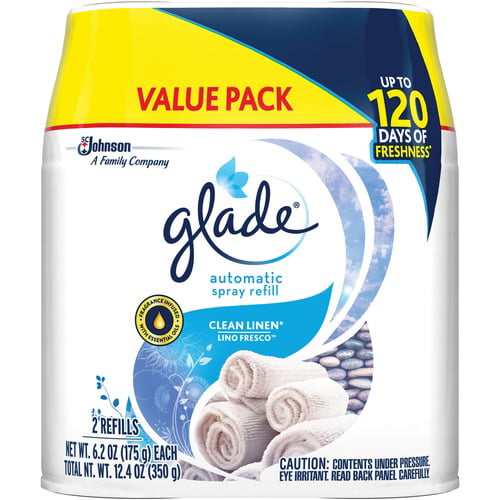 Glade Automatic Spray 2 Refills,&nbsp;Air Freshener, Clean Linen, 2 x&nbsp;6.2 oz SN Distributors Glade 
