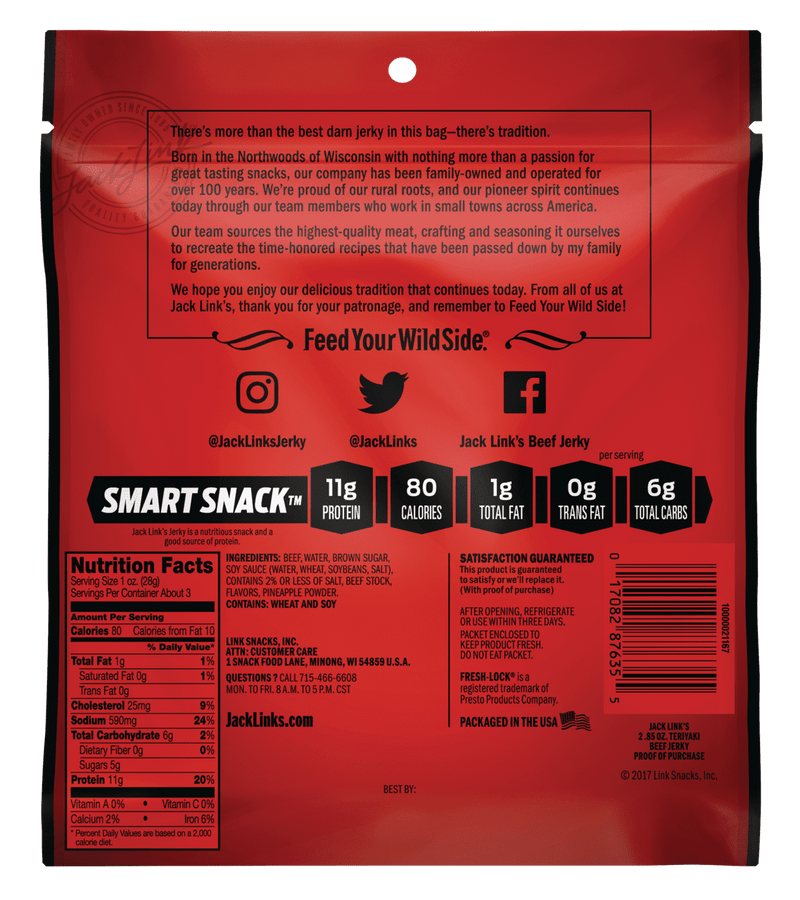 Jack Links Beef Jerky, Teriyaki, 2.85 oz (Pack of 2) - Sherry Wholesale - Distributors and wholesale in United States