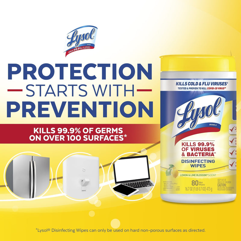 Lysol Disinfectant Wipes, Multi-Surface Antibacterial Cleaning Wipes, For Disinfecting and Cleaning, Lemon and Lime  Blossom, 240 Count (Pack of 3) - Sherry Wholesale - Distributors and wholesale in United States