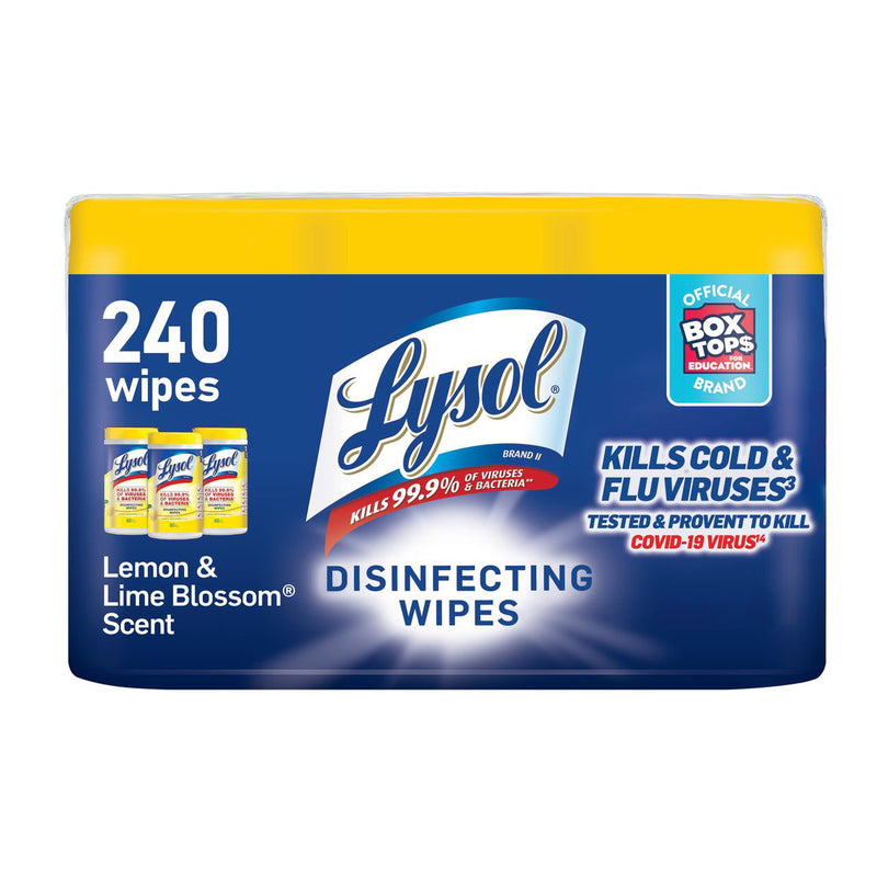 Lysol Disinfectant Wipes, Multi-Surface Antibacterial Cleaning Wipes, For Disinfecting and Cleaning, Lemon and Lime  Blossom, 240 Count (Pack of 3) - Sherry Wholesale - Distributors and wholesale in United States