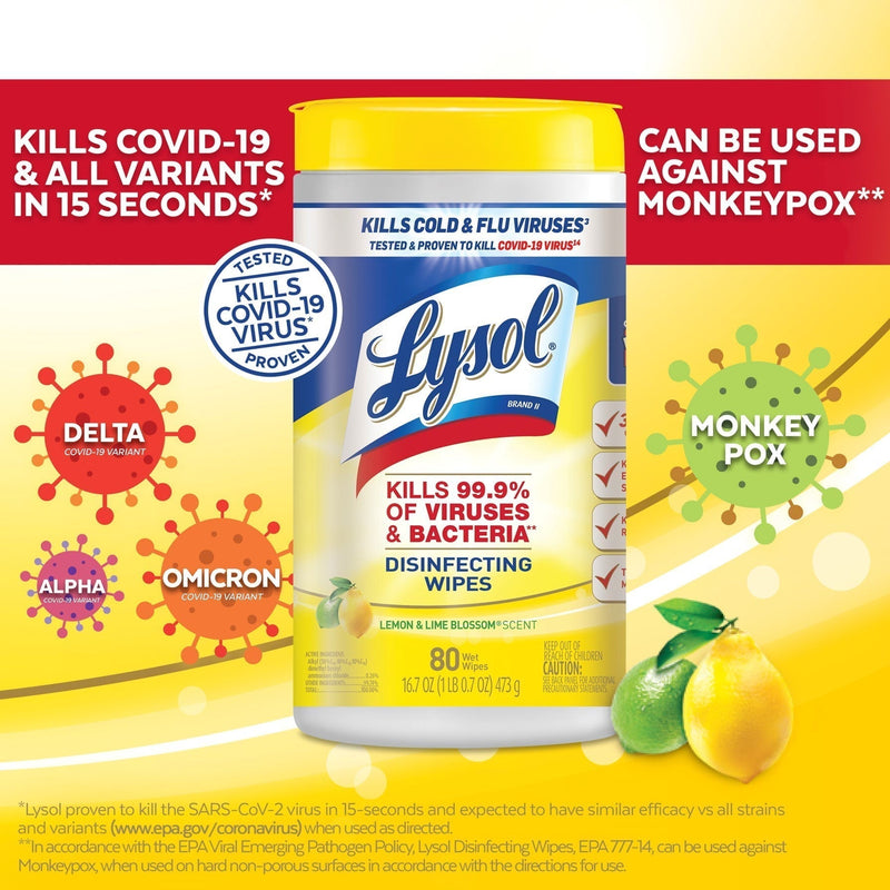 Lysol Disinfectant Wipes, Multi-Surface Antibacterial Cleaning Wipes, For Disinfecting and Cleaning, Lemon and Lime  Blossom, 240 Count (Pack of 3) - Sherry Wholesale - Distributors and wholesale in United States