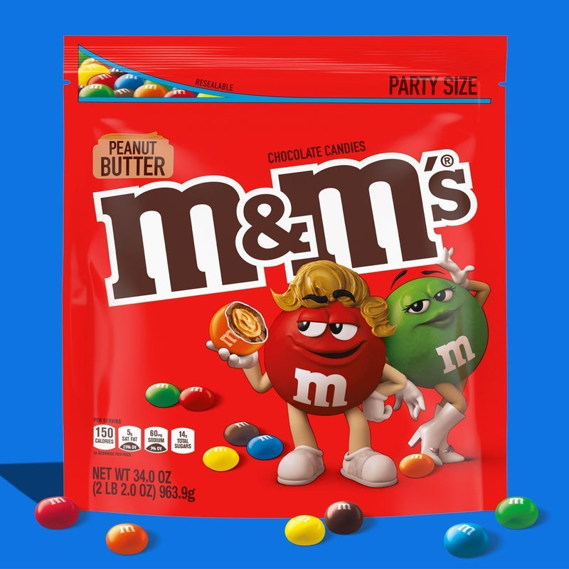 M&M's Peanut Butter Milk Chocolate Candy, Party Size - 34 oz Bag - Sherry Wholesale - Distributors and wholesale in United States