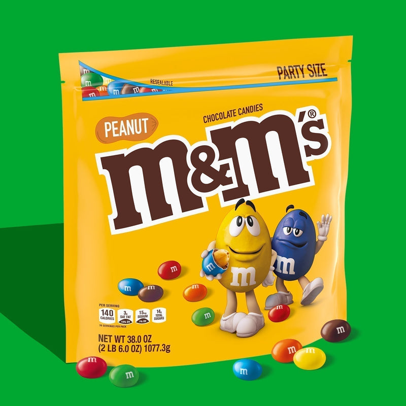 M&M's Peanut Milk Chocolate Candy, Party Size - 38 oz Bag - Sherry Wholesale - Distributors and wholesale in United States