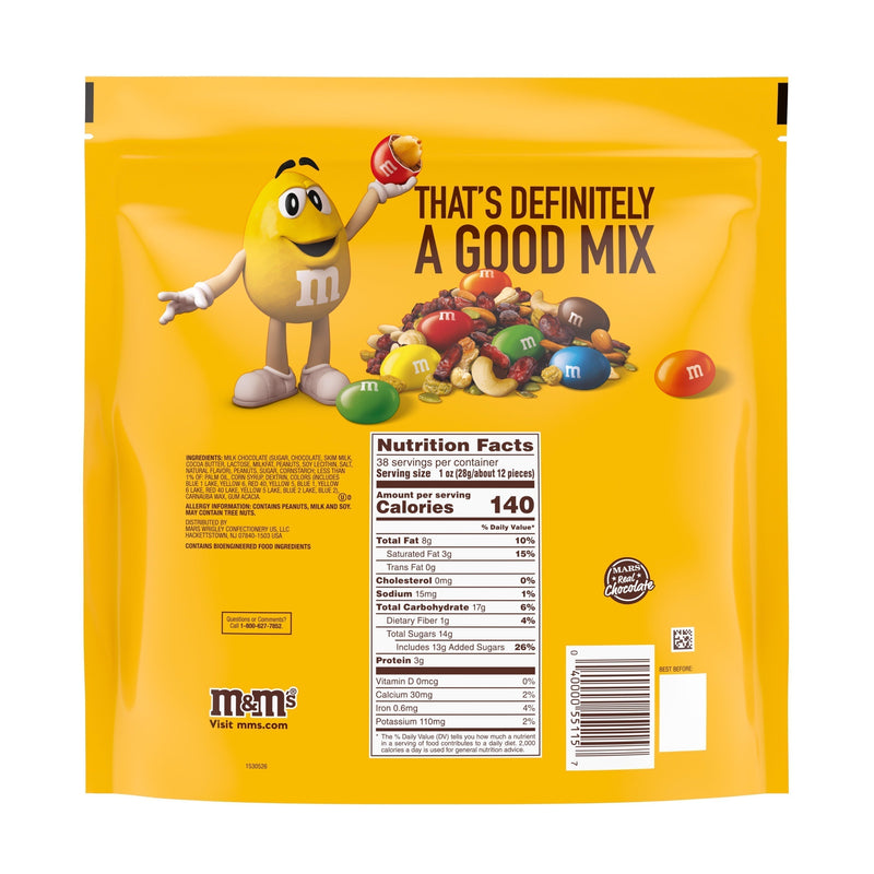 M&M's Peanut Milk Chocolate Candy, Party Size - 38 oz Bag - Sherry Wholesale - Distributors and wholesale in United States