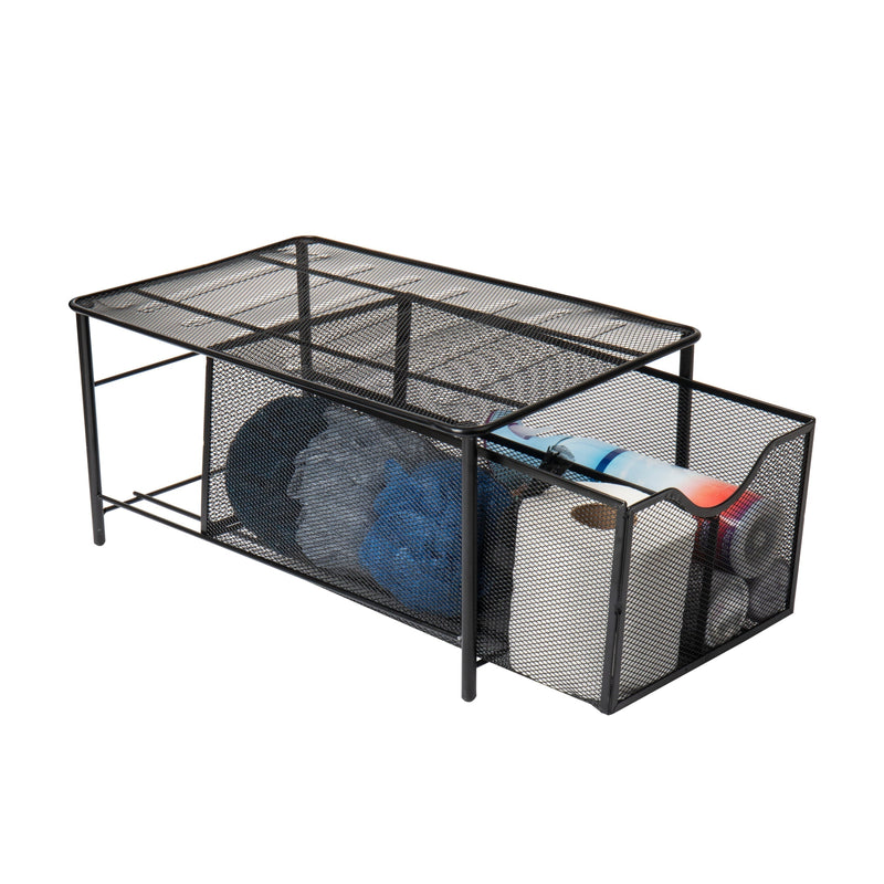 Mind Reader Network Collection, 2-Compartment Sliding Basket Storage, Kitchen, Desk, Makeup, Cabinet Organizer, Metal Mesh, Black - My Store - Best Wholesale and distributor in United States