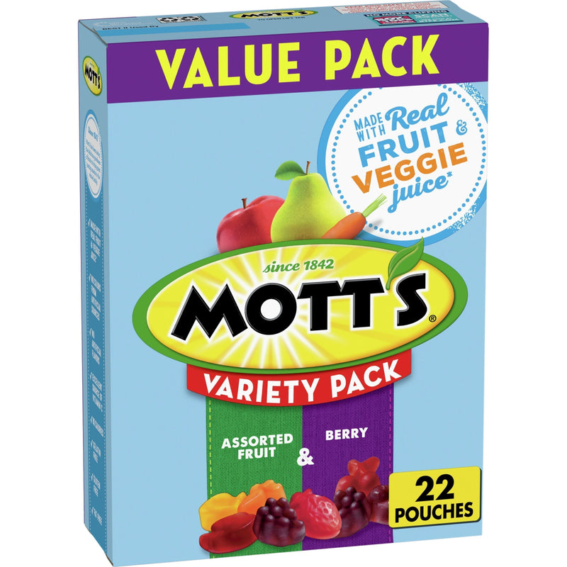 Mott's Fruit Flavored Snacks, Variety Value Pack, Gluten Free, 22 ct - Sherry Wholesale - Distributors and wholesale in United States