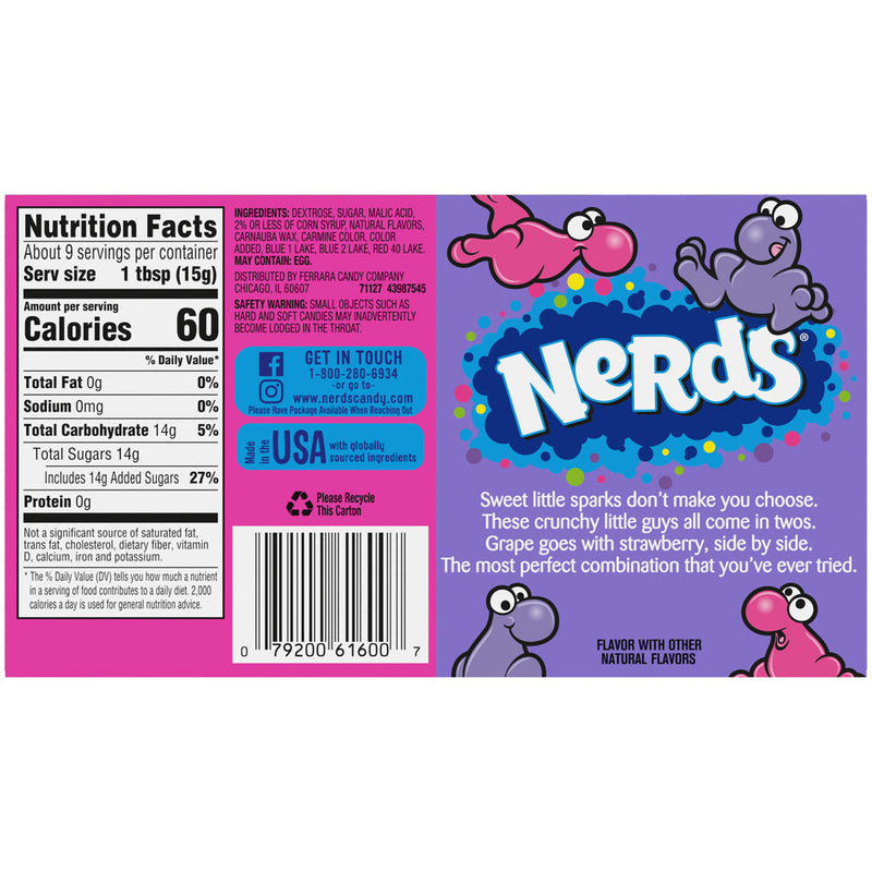 Nerds Grape and Strawberry Theater Box Candy 5 oz, 12 Count - Sherry Wholesale - Distributors and wholesale in United States