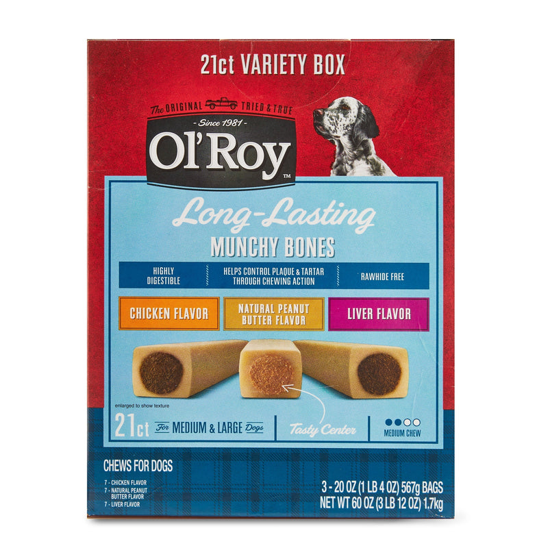 Ol' Roy Munchy Bones Dog Treats Value Pack, 21 Count - Sherry Wholesale - Distributors and wholesale in United States