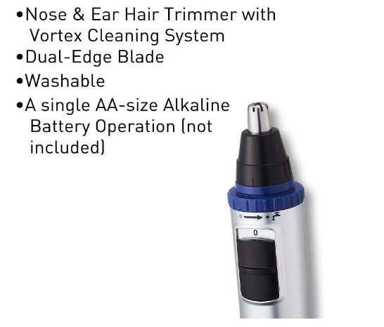 Panasonic ER-GN30 Wet & Dry Electric Facial Hair Ear and Nose Hair Trimmer for Men, Battery-Powered with 90 min operation, Black - Sherry Wholesale - Distributors and wholesale in United States