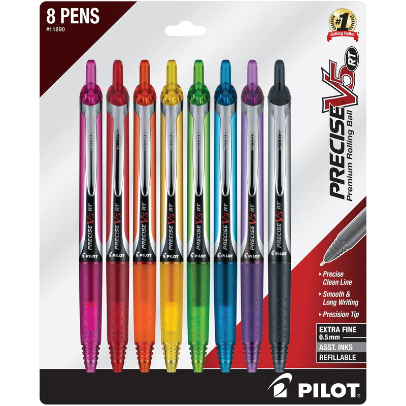 Pilot Precise V5 Retractable Rolling Ball Pens, Extra Fine Point, Assorted Ink, 8 Count SN Distributors Pilot 