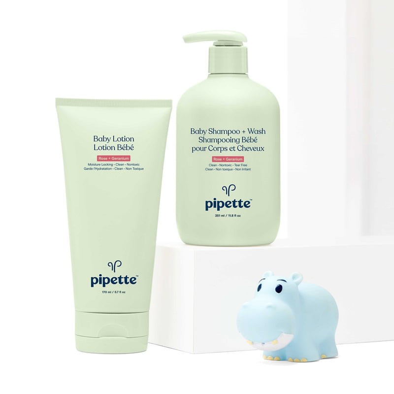 Pipette 3-Pc Baby Calming Bathtime Duo (Shampoo & Wash, Lotion, Bath Toy), Rose + Geranium - Sherry Wholesale - Distributors and wholesale in United States