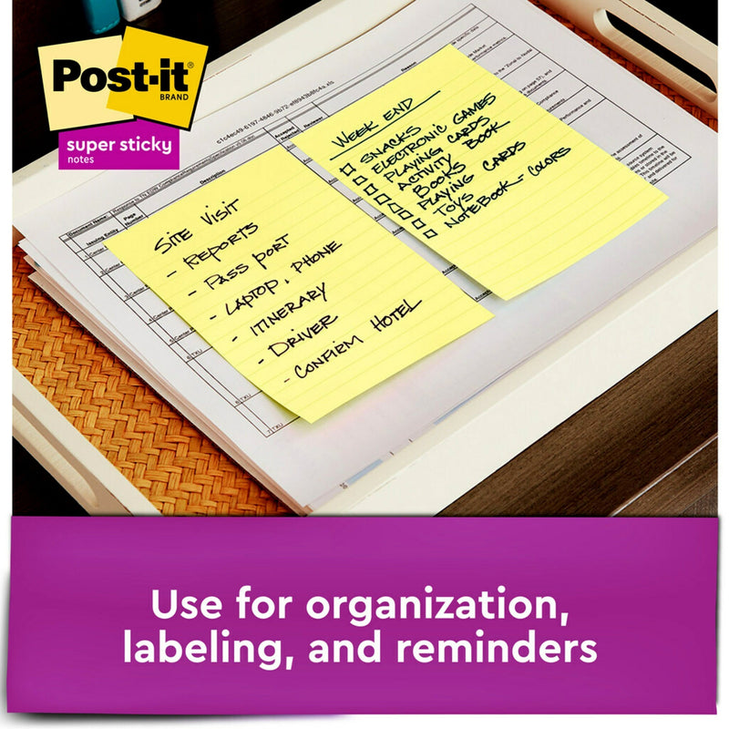 Post-it Super Sticky Lined Notes, 4" x 6", Canary Yellow, 3 Pack - Sherry Wholesale - Distributors and wholesale in United States