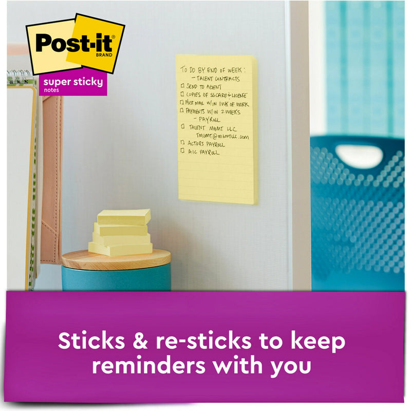 Post-it Super Sticky Lined Notes, 4" x 6", Canary Yellow, 3 Pack - Sherry Wholesale - Distributors and wholesale in United States