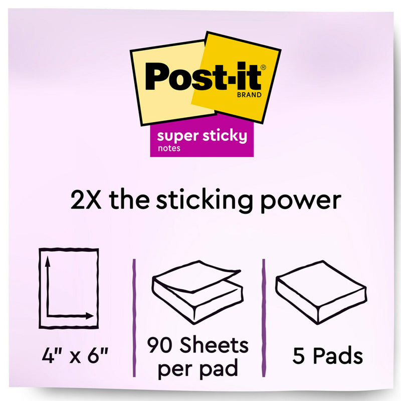 Post-it Super Sticky Lined Notes, 4" x 6", Canary Yellow, 5 Pads SN Distributors Post-it 
