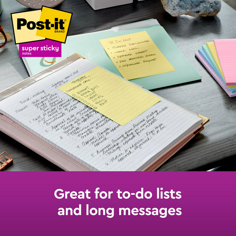 Post-it Super Sticky Lined Notes, 4" x 6", Canary Yellow, 5 Pads SN Distributors Post-it 
