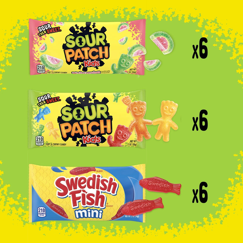 SOUR PATCH KIDS & SWEDISH FISH Soft & Chewy Candy Variety Pack, Easter Candy, 18 Snack Packs - Sherry Wholesale - Distributors and wholesale in United States