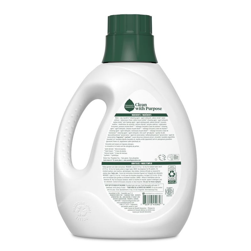 Seventh Generation Liquid Laundry Detergent Biodegradable Lavender, 90 oz, 1 Count - Sherry Wholesale - Distributors and wholesale in United States