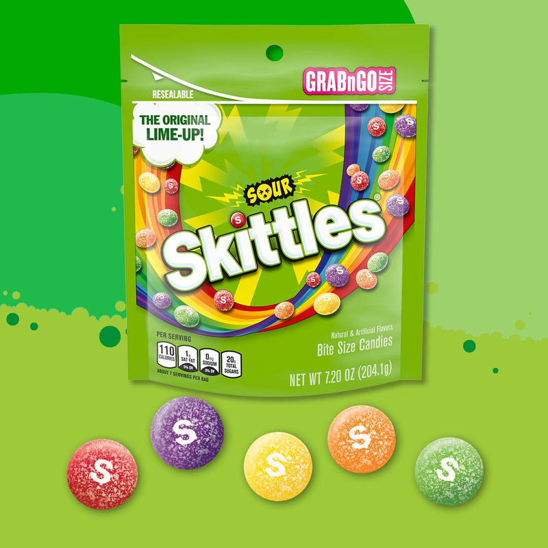 Skittles Sour Candy, Gummy Candy Grab N Go - 7.2 oz Bag., 5 pk. - Sherry Wholesale - Distributors and wholesale in United States
