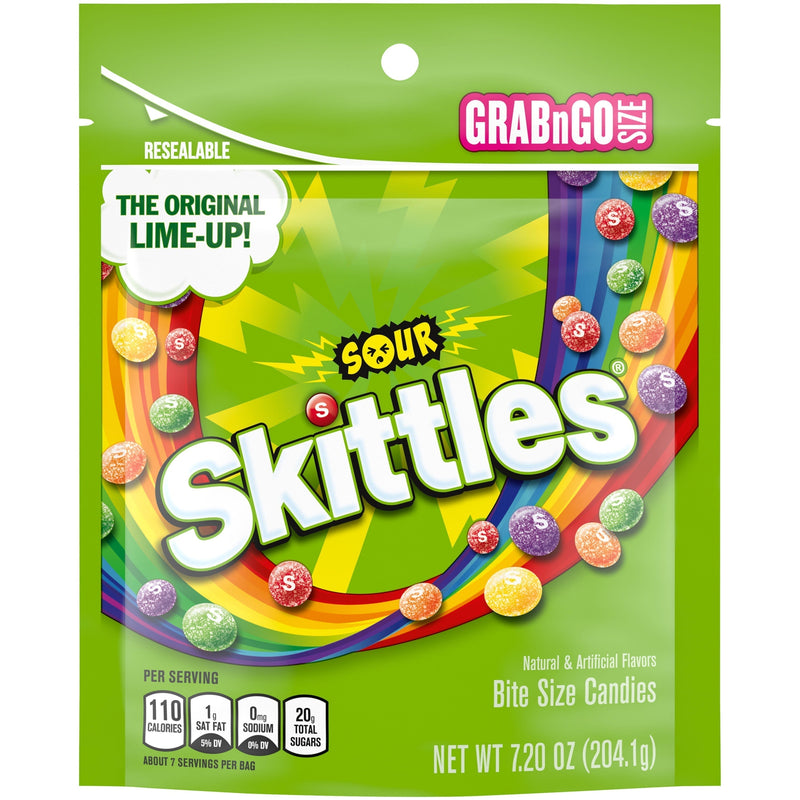 Skittles Sour Candy, Gummy Candy Grab N Go - 7.2 oz Bag., 5 pk. - Sherry Wholesale - Distributors and wholesale in United States