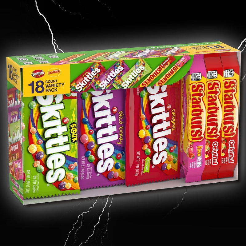Skittles & Starburst Variety Pack Gummy Candy Assortment -18 Bars Box - Sherry Wholesale - Distributors and wholesale in United States