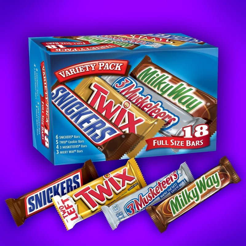 Snickers, Twix, Milky Way & More Assorted Milk Chocolate Candy Bars - 18 Ct - Sherry Wholesale - Distributors and wholesale in United States