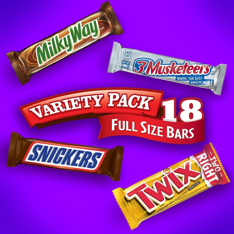 Snickers, Twix, Milky Way & More Assorted Milk Chocolate Candy Bars - 18 Ct - Sherry Wholesale - Distributors and wholesale in United States