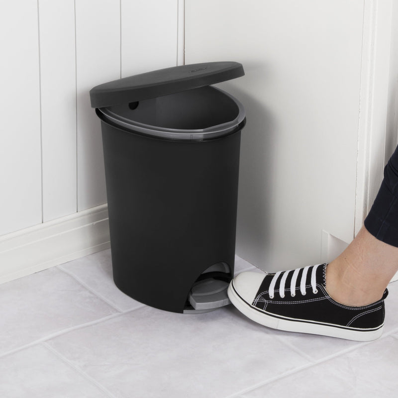 Sterilite 2.6 Gal. Ultra™ StepOn Wastebasket Plastic, Black SN Distributors Sterilite 