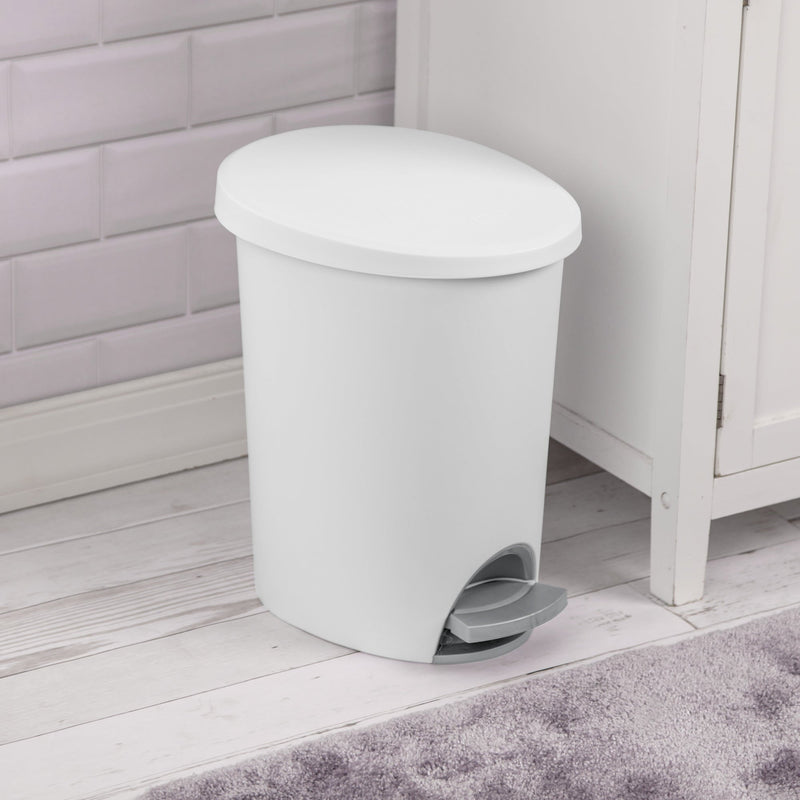 Sterilite 2.6 gal Plastic Ultra™ Step On Bathroom Trash Can, White SN Distributors Sterilite 