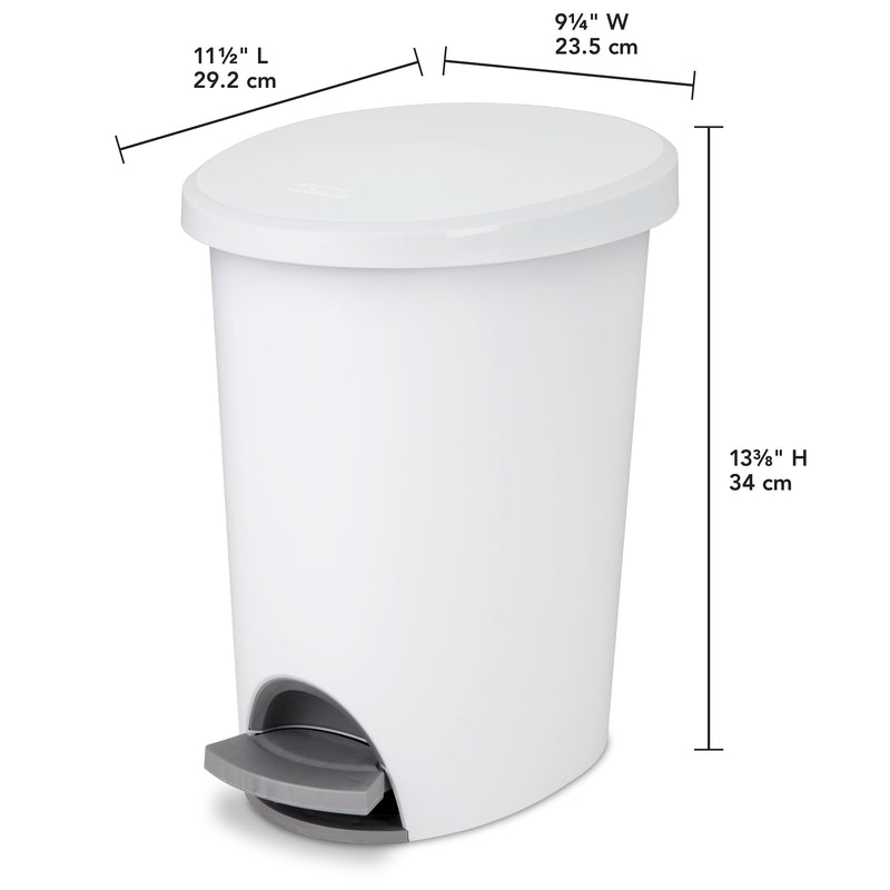 Sterilite 2.6 gal Plastic Ultra™ Step On Bathroom Trash Can, White SN Distributors Sterilite 