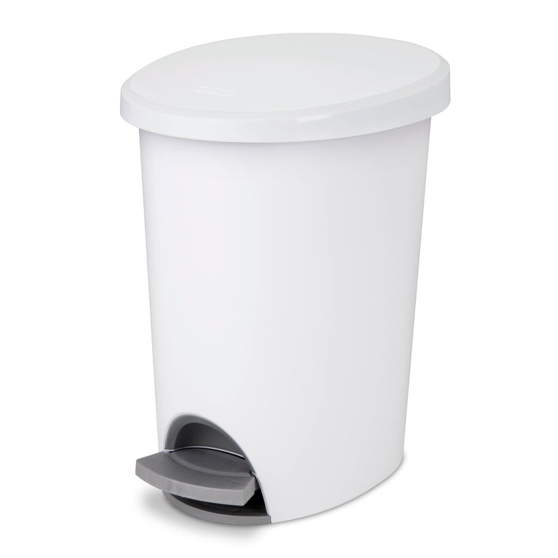 Sterilite 2.6 gal Plastic Ultra™ Step On Bathroom Trash Can, White SN Distributors Sterilite 