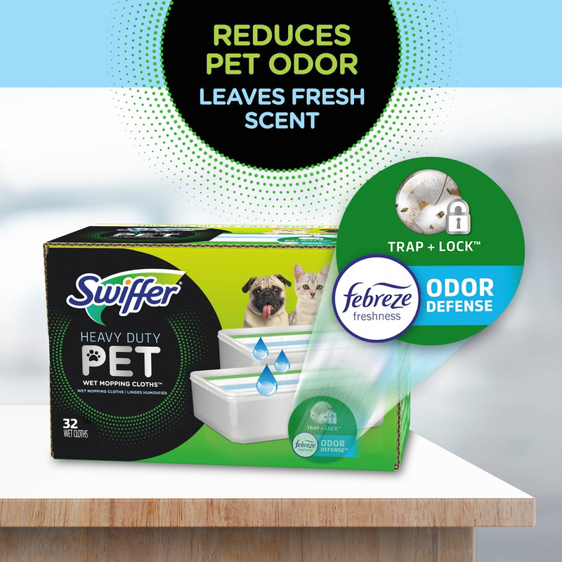 Swiffer Sweeper Pet Heavy Duty Multi-Surface Wet Cloth Refills, Fresh Scent, 16 Ct, 2 Pk - Sherry Wholesale - Distributors and wholesale in United States