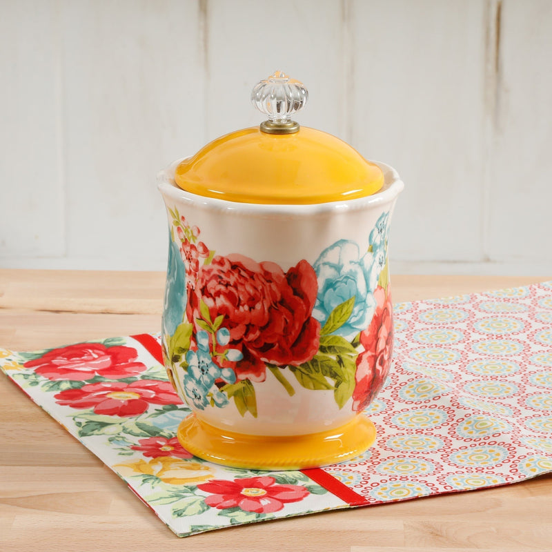 The Pioneer Woman Blossom Jubilee Canister with Acrylic Knob, 8.75" SN Distributors The Pioneer Woman 