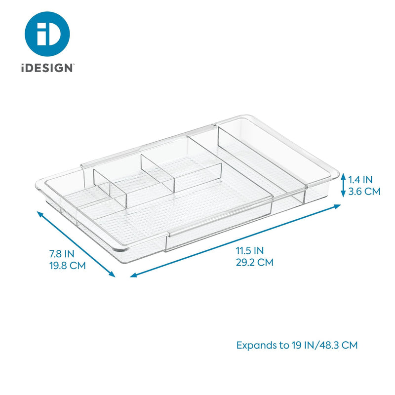 iDesign Clarity Expandable Divided Drawer and Shelf Organizer Tray, 7.8" x 11.5" x 1.25", Clear - My Store - Best Wholesale and distributor in United States