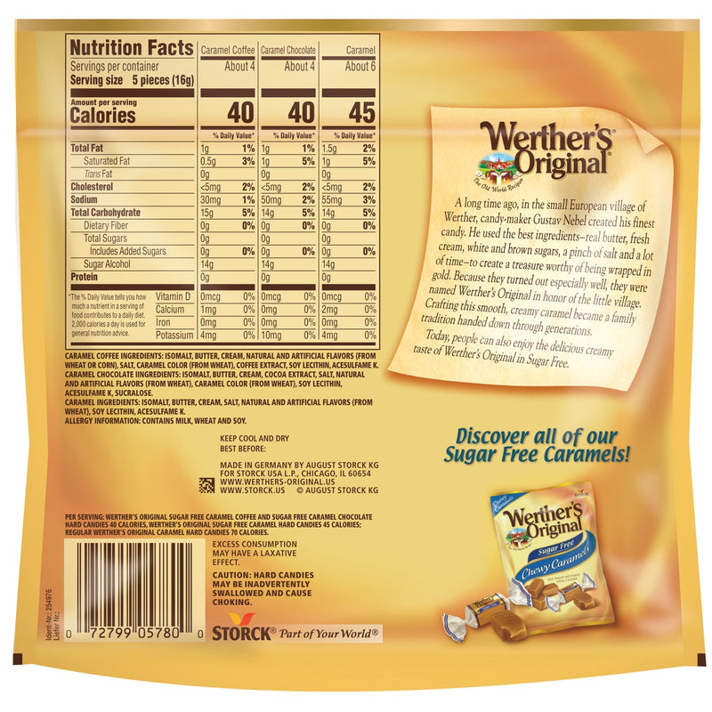Werthers Original Hard Sugar Free Assorted Flavors, Caramel Coffee, Caramel Chocalate, Caramel Candy 7.7 Oz - 2 Packs - Sherry Wholesale - Distributors and wholesale in United States